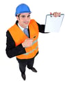 Construction worker with clipboard for inspections