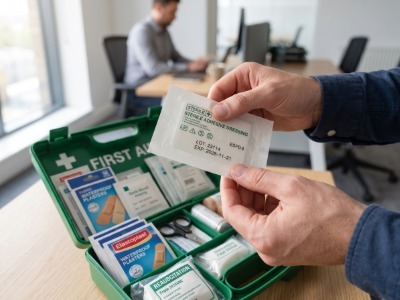 Inspecting first aid supplies